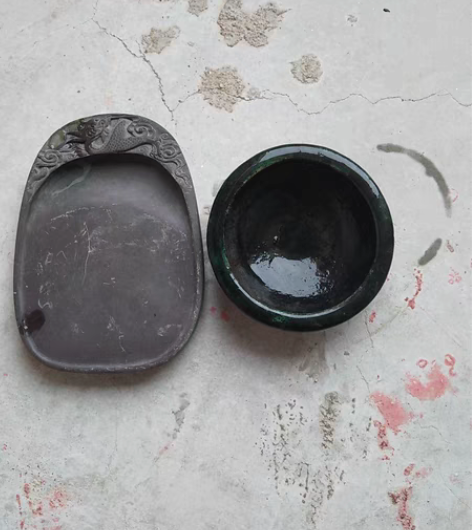 包邮清代绿釉墨碗+一个新墨砚特价出168元...