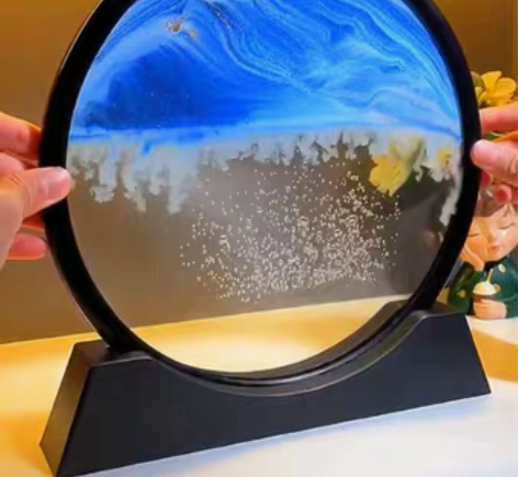 包邮【全新包邮】新款唯美3D山水流沙画圆形...