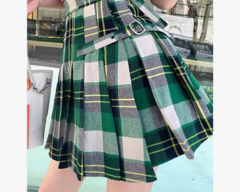LIN 苏格兰风A字裙女2019春装新款复...