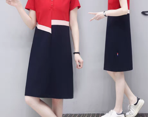 转卖红色polo连衣裙女2022新款宽松休...