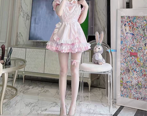 包邮cosplay日系粉色可爱女仆装性感二...