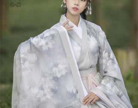 转卖予州新款古装学生汉服女写真套装荷花魏晋...