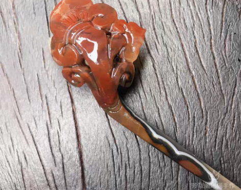 如懿 发簪 复古灵芝如意发簪 天然俏色 ...