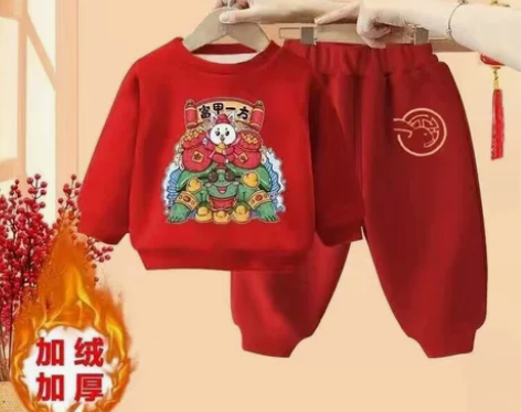 拜年服男童周岁宝宝新年衣服儿童汉服加绒套装...
