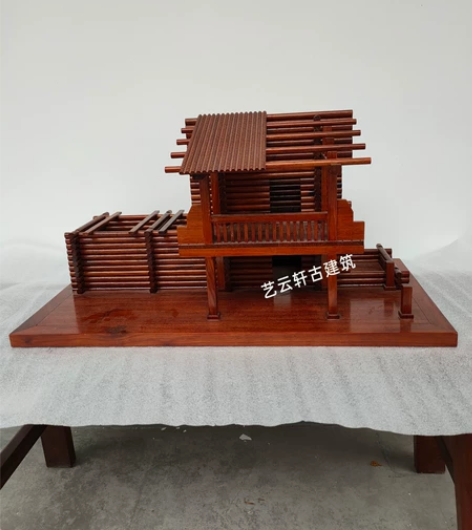 井干式木雕工艺品模型软装装饰品家居摆件客厅...