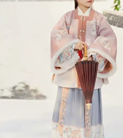 儿童汉服女童装小琼楼方领半袖披袄印花中国风...