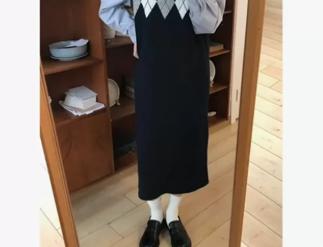 学院风/针织背心裙，仅裙子无内搭，推荐瘦瘦...